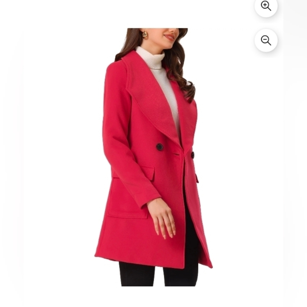 Allegra K Women's Elegant Shawl Collar Lapel Long Trenchcoat NO BELT